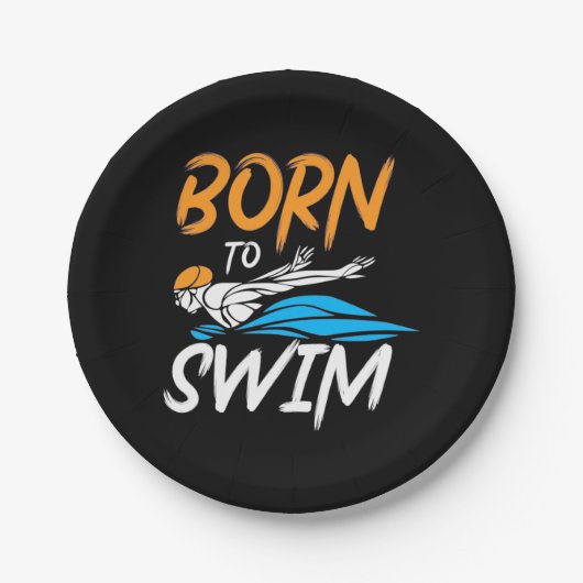 Geboren zum Schwimmen Pappteller (Vorderseite)