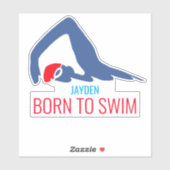 Geboren zum Schwimmen, Schwimmer mit roter Kappe,  Aufkleber (Blatt)