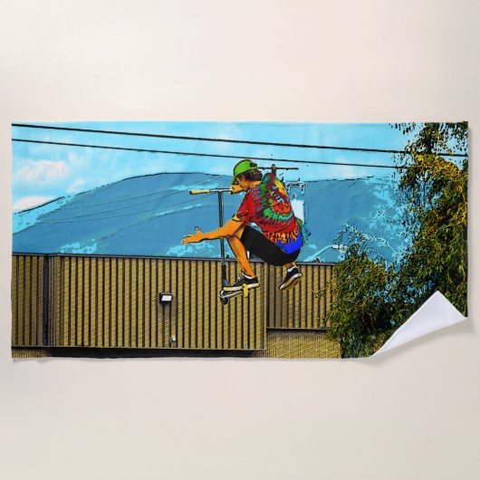 Geboren zum Scoot-Stunt Scooter-Trick Strandtuch (Vorderseite)