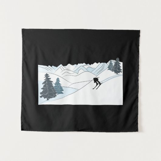 Geboren zum Ski-Resort Wintersport Wandteppich (Vorderseite (Horizontal))