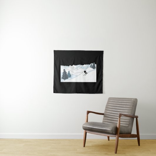 Geboren zum Ski-Resort Wintersport Wandteppich (Beispiel (Horizontal))