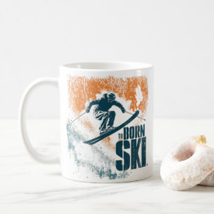Geboren zum Skifahren Vintage Skidesign Kaffeetasse