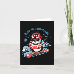 Geboren zum Snowboard Shirt Cool Pinguin Snowboard Karte