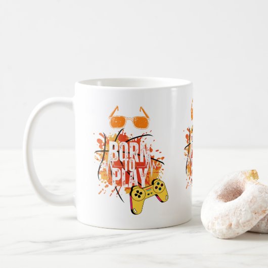 geboren zum Spielen Kaffeetasse (Mit Donut)