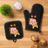 geboren zum Spielen Ofenhandschuh & Topflappen-Set (Oben Unten)