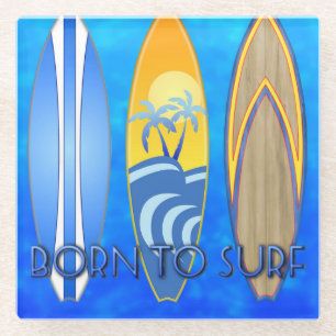 Geboren zum Surfen Glasuntersetzer
