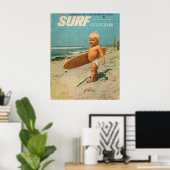 Geboren zum Surfen | Niedliches Vintages Surfposte Poster (Heimbüro)