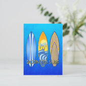 Geboren zum Surfen Postkarte (Stehend Vorderseite)