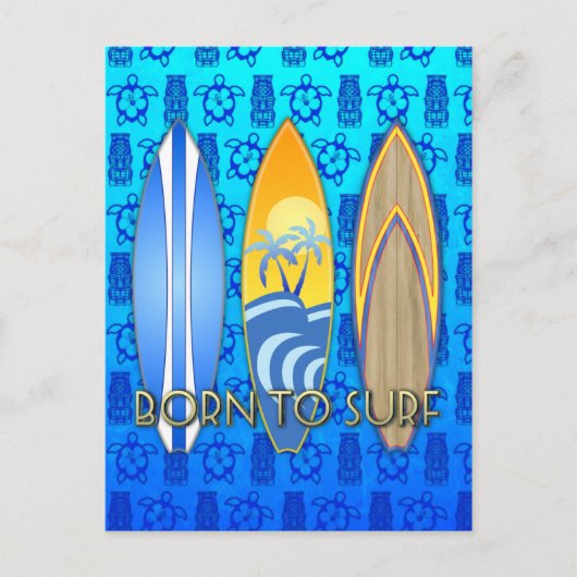Geboren zum Surfen Postkarte (Vorderseite)