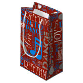 Geboren zum Tanzen von Blau/Weiß/FarbeID277 Kleine Geschenktüte (Vorderseite Schrägansicht)