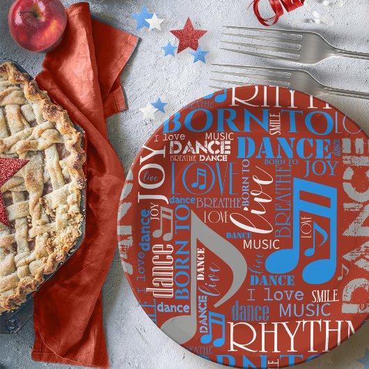 Geboren zum Tanzen von Blau/Weiß/FarbeID277 Pappteller