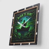 Geboren zur Jagd auf den Anglersee Quadratische Wanduhr (Winkel)