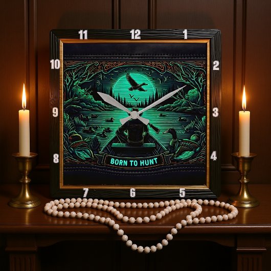 Geboren zur Jagd auf Jäger Quadratische Wanduhr