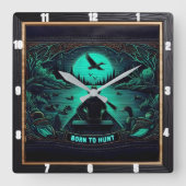 Geboren zur Jagd auf Jäger Quadratische Wanduhr (Vorderseite)