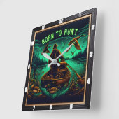 Geboren zur Jagd auf Neon Hunter Quadratische Wanduhr (Winkel)
