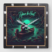 Geboren zur Jagd auf rustikale Jagd Quadratische Wanduhr (Vorderseite)