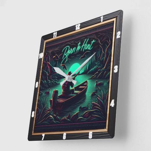 Geboren zur Jagd auf rustikale Jagd Quadratische Wanduhr (Winkel)