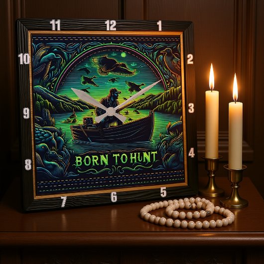 Geboren zur Jagd in der Morgengrauen Quadratische Wanduhr