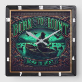 Geboren zur Jagd Quadratische Wanduhr (Vorderseite)