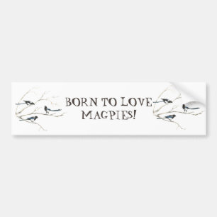 GEBOREN ZUR LIEBE MAGPIES BIRD QUOTE ART AUTOAUFKLEBER