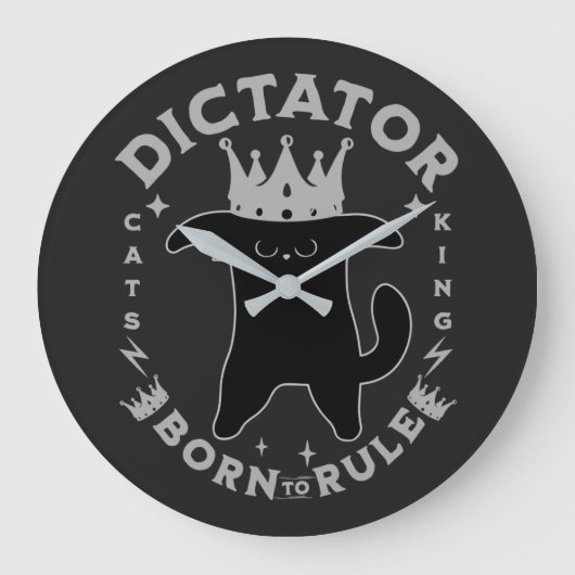 Geboren zur Regel | Funny Cat Design Große Wanduhr (Vorderseite)
