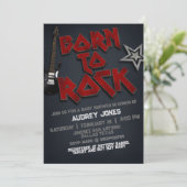 Geboren zur Rock Baby Shower Einladung (Stehend Vorderseite)