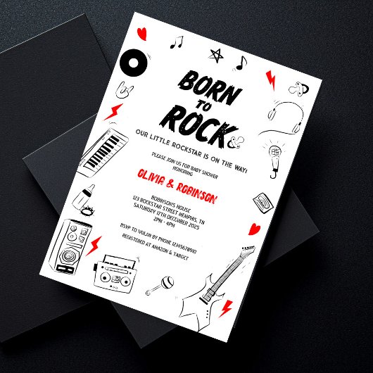 Geboren zur Rock Rock Star Baby Dusche Einladung