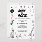 Geboren zur Rock Rock Star Baby Dusche Einladung (Vorderseite)