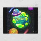 Geboren zur Umlaufbahn Postkarte (Rückseite)