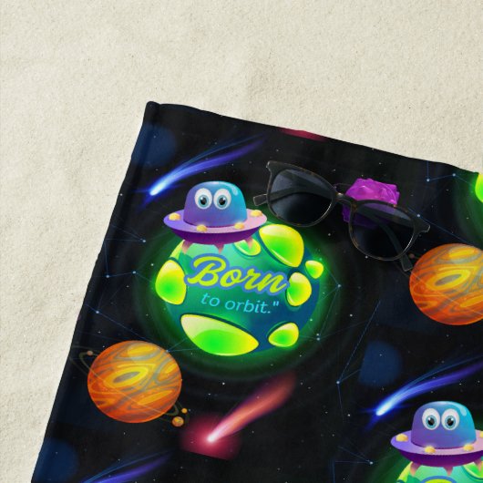 Geboren zur Umlaufbahn Strandtuch (Beispiel)