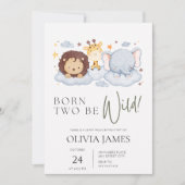 Geboren zwei wilde 2. Geburtstag Einladung (Vorderseite)