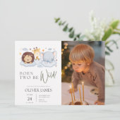 Geboren zwei wilde Foto 2. Geburtstag Einladung (Stehend Vorderseite)