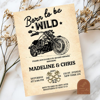 Geborene bis Vintage Motorraddusche Einladung
