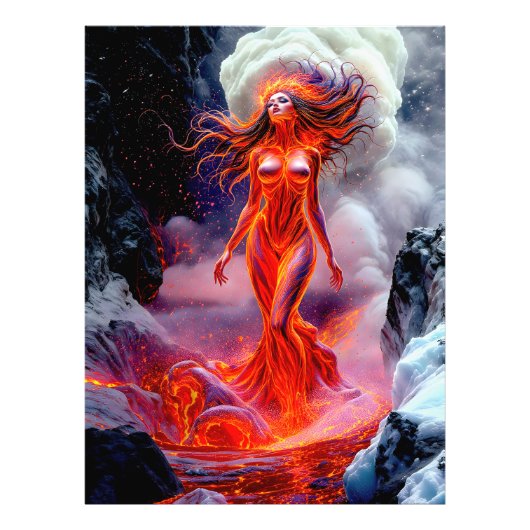 "Geborene des Inferno" - Vulkanweibchen-Portrait Fotodruck (Vorne)