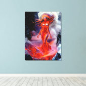 "Geborene des Inferno" - Vulkanweibchen-Portrait Leinwanddruck (Insitu (Holzboden))