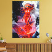 "Geborene des Inferno" - Vulkanweibchen-Portrait Leinwanddruck (Insitu (Wohnzimmer))