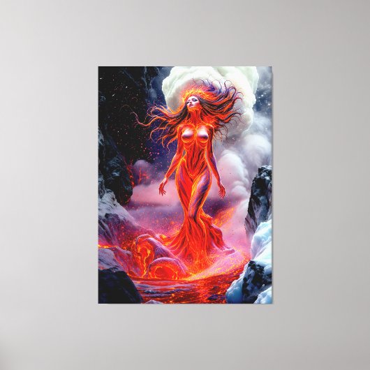 "Geborene des Inferno" - Vulkanweibchen-Portrait Leinwanddruck (Vorderseite)