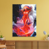 "Geborene des Inferno" - Vulkanweibchen-Portrait Leinwanddruck (Insitu (Wohnzimmer))