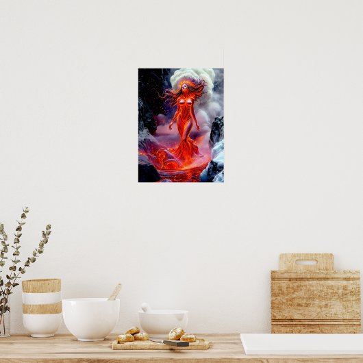 "Geborene des Inferno" - Vulkanweibchen-Portrait Poster (Küche)