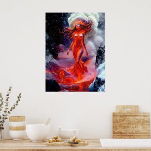 "Geborene des Inferno" - Vulkanweibchen-Portrait Poster