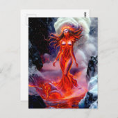 "Geborene des Inferno" - Vulkanweibchen-Portrait Postkarte (Vorne/Hinten)