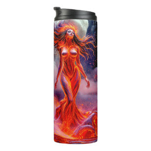 "Geborene des Inferno" - Vulkanweibchen-Portrait Thermosbecher