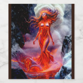 "Geborene des Inferno" - Vulkanweibchen-Portrait Weinetikett (Einzelnes Label)