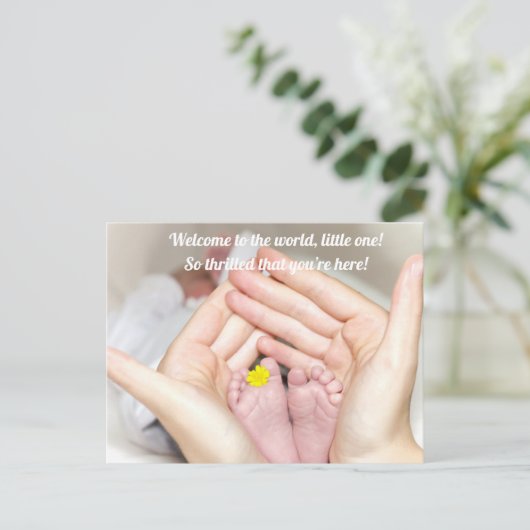 Geborene Glückwünsche Postkarte (Stehend Vorderseite)