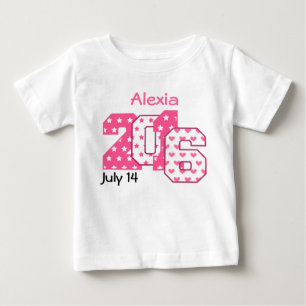 Geborene im Jahre 2016 große Zahlen rosa und Baby T-shirt