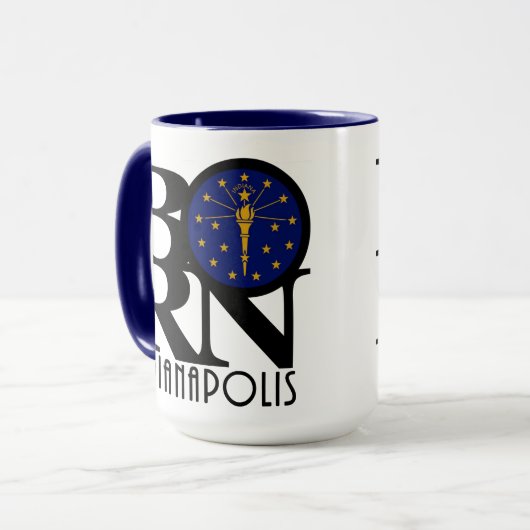GEBORENE Indianapolis 15 Oz Tasse (Vorderseite Links)