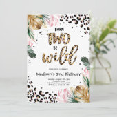 Geborene Jungtiere Jungle Leopard Print Geburtstag Einladung (Stehend Vorderseite)