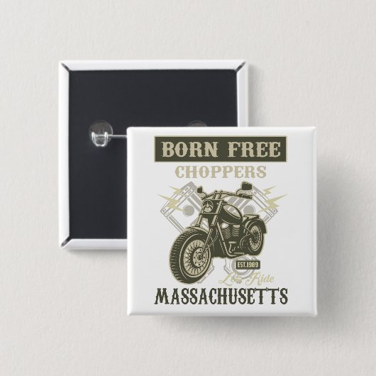 Geborene kostenlose Chopper Motorrad Massachusetts Button (Vorne & Hinten)