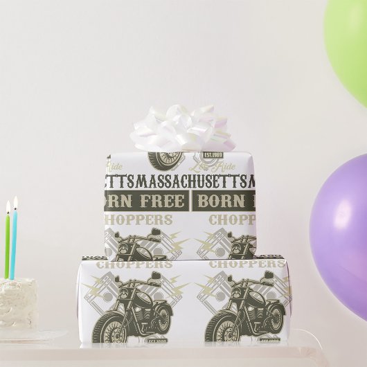 Geborene kostenlose Chopper Motorrad Massachusetts Geschenkpapier