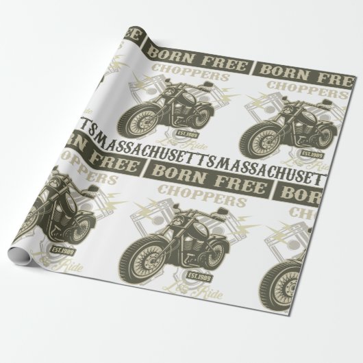 Geborene kostenlose Chopper Motorrad Massachusetts Geschenkpapier (Ungerollt)